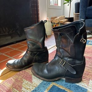 RRL Ralph by Ralph Lauren leather engineer boots.